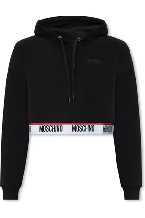 Moschino Sweathshirts & Hoodies, Dame, Sort, M, Bomuld, Logo Banda Stræk Fleece Bomuld