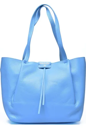 Patrizia Pepe Taske, Dame, Blå, ONE SIZE, Læder, Læder Shopper Taske med Clip Lukning