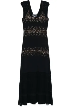 Twin-Set Kjole, Dame, Sort, XS, Uld, Stilfuld Nero Kjole til Kvinder