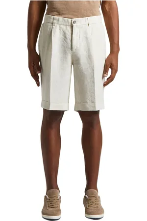PESERICO SIGN Shorts, Herre, Hvid, S, Uld, Ren hør Bermuda shorts