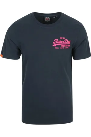 Superdry Top, Herre, Grå, S, Bomuld, Broderet logo afslappet tee til mænd