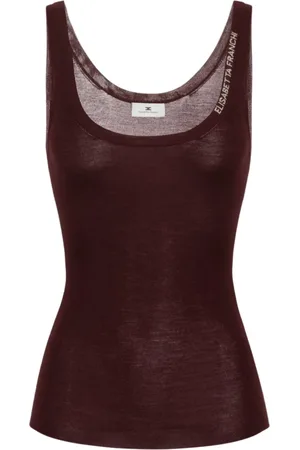 Elisabetta Franchi Top, Dame, Brun, M, Uld, Merino Uld Jacquard Logo Top