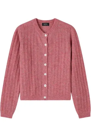 A.P.C. Strik, Dame, Lyserød, XS, Uld, Milena Cardigan i Heather