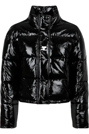 Courrèges Jakke, Dame, Sort, S, Sort Vinyl Puffer Jakke