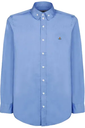 Vivienne Westwood Skjorte, Herre, Blå, XL, Bomuld, Lysblå Bomuldsskjorte med Logo