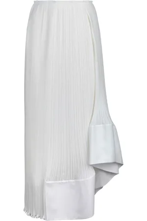 Lanvin Nederdel, Dame, Hvid, XS, Uld, Plisseret Midi Nederdel Hvid