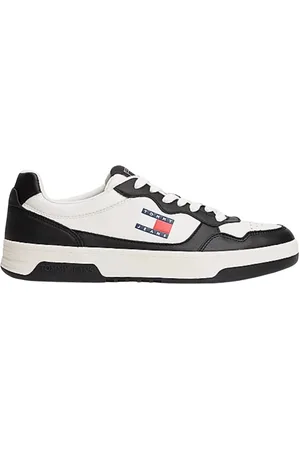 Tommy Hilfiger Sko, Herre, Sort, 45 EU, Læder, Læder Cupsole Lav-Top Sneakers