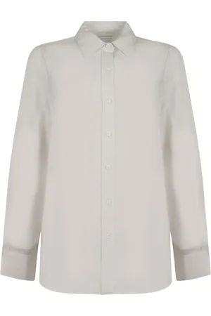 Calvin Klein Bluser & Skjorter, Dame, Hvid, S, Uld, Kridt Skjorte Knaplukning Klassisk Krave