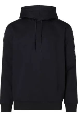 Calvin Klein Sweathshirts & Hoodies, Herre, Sort, 2XS, Uld, Sort hættetrøje med logo tape