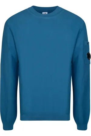 C.P. Company Strik, Herre, Blå, L, Bomuld, Ink Logo Patch Sweatshirt