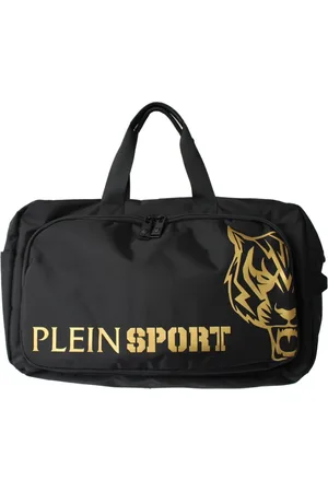 Philipp Plein Taske, Herre, Sort, ONE SIZE, Uld, Sort Duffle Taske med Gyldne Detaljer