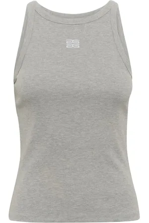 Gestuz Top, Dame, Grå, XL, Bomuld, Grå Melange Logo Tank Top