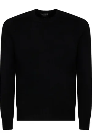 Tom Ford Strik, Herre, Sort, S, Cashmere, Sort Cashmere Crew Neck Sweater