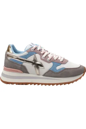W6YZ Sko, Dame, Flerfarvet, 36 EU, Uld, Grå Åndbar Sneaker med Gyldne Detaljer
