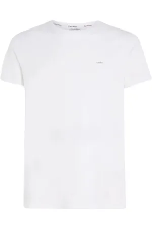 Calvin Klein Top, Herre, Hvid, L, Bomuld, Hvid Logo Plaque T-Shirt