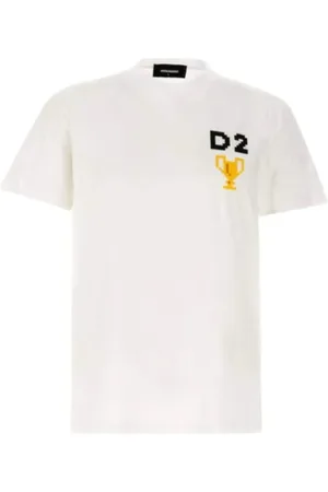 Dsquared2 Top, Herre, , XL, Bomuld, Hvid Logo Print T-Shirt