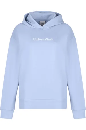 Calvin Klein Sweathshirts & Hoodies, Dame, Blå, S, Bomuld, Mørkeblå Logo Print Hættetrøje