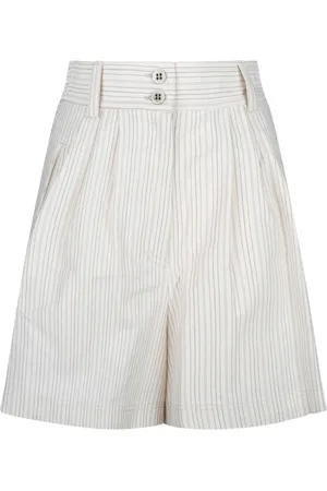 Golden Goose Shorts, Dame, Hvid, S, Pinstripe Hvide Shorts med Plisser