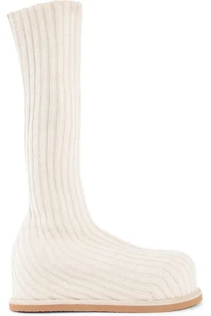 Amina Muaddi Sko, Dame, , 39 EU, Fuzzy Ribbed Knit Stretch Boot