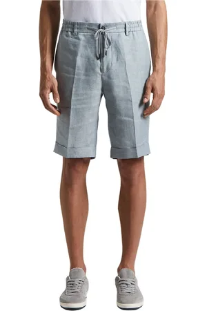 PESERICO SIGN Shorts, Herre, Blå, M, Linned, Ermenegildo Zegna linned chevron Bermuda shorts