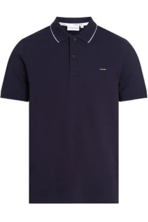 Calvin Klein Top, Herre, Blå, XL, Pique Tipping Polo