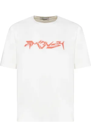 AMBUSH Top, Herre, Hvid, S, Hvid og Orange Logo Print T-shirt