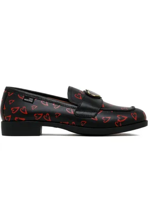 Moschino Sko, Dame, Sort, 38 EU, Læder, Sort Logo Applique Loafers