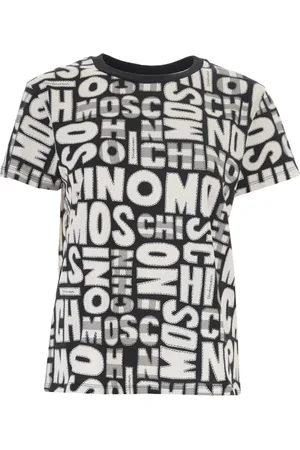 Moschino Top, Dame, Flerfarvet, M, Bomuld, Sort Bomuld Rund Hals T-shirt