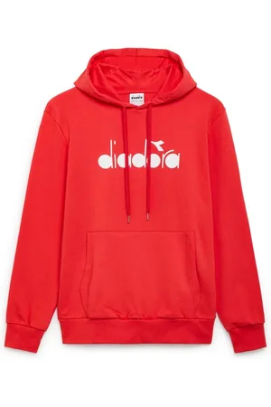 Diadora Sweathshirts & Hoodies, Herre, Rød, M, Bomuld, Rød Bomuld Hættetrøje Logo Stor