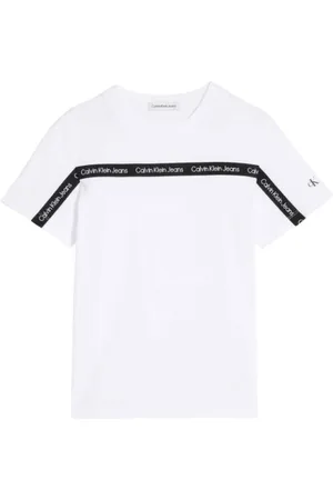Calvin Klein Top, Herre, Hvid, XS, Uld, Logo Tape T-Shirt Hvid