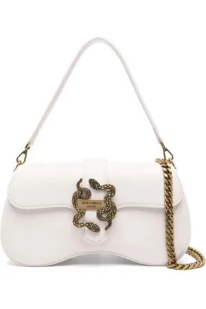 Roberto Cavalli Taske, Dame, Hvid, ONE SIZE, Uld, Ikonisk Slange Skuldertaske