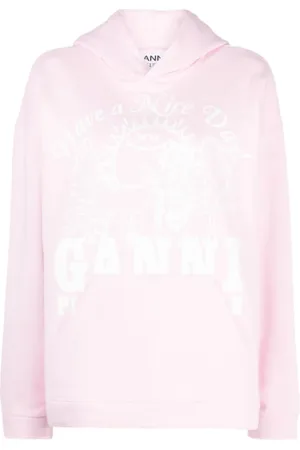 Ganni Sweathshirts & Hoodies, Dame, Lyserød, 2XS/XS, Dyr Oversized Hoodie Nosegay Sweaters
