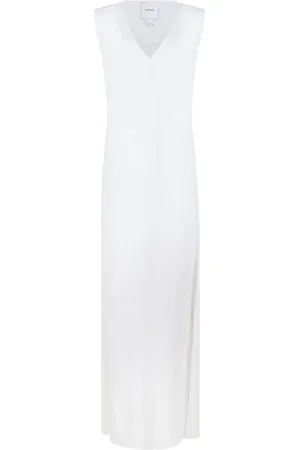 Calvin Klein Kjole, Dame, Hvid, S, Hvid Lang Kjole med V-hals