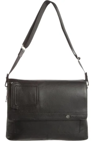 Piquadro Taske, Herre, Sort, ONE SIZE, Læder, Læder Messenger Taske Laptop Sort Mænd