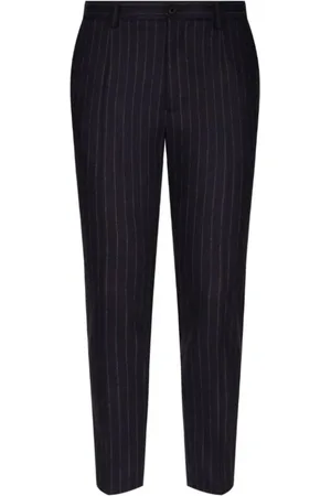 Dolce & Gabbana Bukser, Herre, Blå, M, Uld, Sort Stribet Skræddersyet Bukser