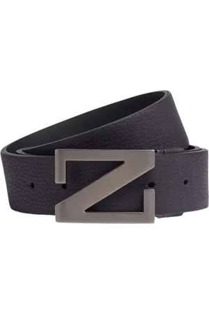Ermenegildo Zegna Tilbehør, Herre, Sort, 115 CM, Læder, Midnight Monogram Spænde Læderbælte