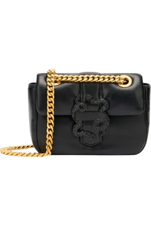 Roberto Cavalli Taske, Dame, Sort, ONE SIZE, Uld, Ikonisk Slange Puffy Skuldertaske