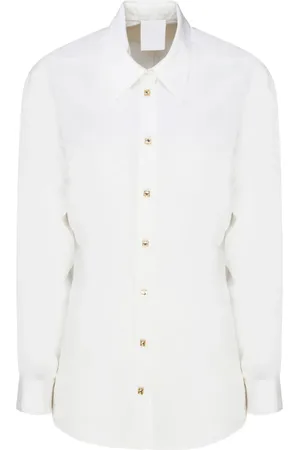 Givenchy Bluser & Skjorter, Dame, Hvid, XS, Uld, Hvid Silke Rhinsten Detalje Skjorte