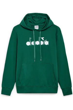 Diadora Sweathshirts & Hoodies, Herre, Grøn, L, Bomuld, Grøn Bomuld Hættetrøje Logo Stor
