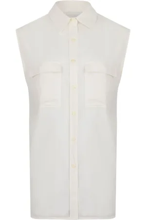 Calvin Klein Bluser & Skjorter, Dame, Hvid, S, Bomuld, Tofu Bomuld Ærmeløs Skjorte Hvid