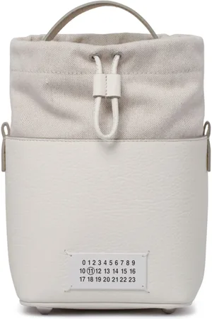 Maison Margiela Taske, Dame, Hvid, ONE SIZE, Uld, Hvid Bucket Taske med Guld Hardware