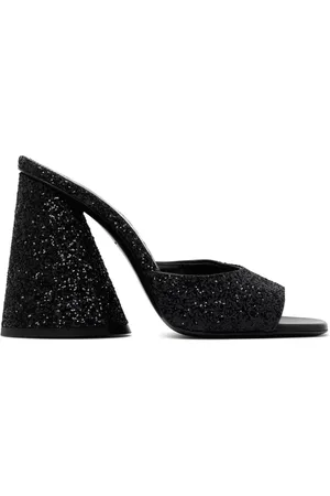 The Attico Sko, Dame, Sort, 36 EU, Uld, Sort Glitter Muldyr Sandaler