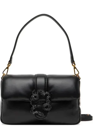 Roberto Cavalli Taske, Dame, Sort, ONE SIZE, Uld, Ikonisk Slange Puffy Skuldertaske