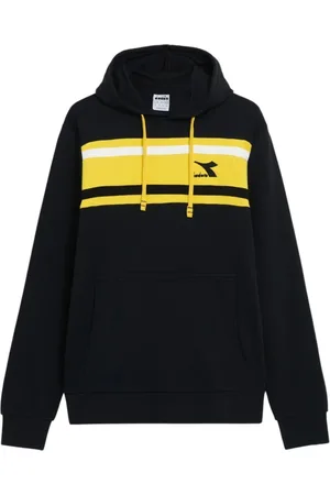 Diadora Sweathshirts & Hoodies, Herre, Sort, 2XL, Bomuld, Sort Bomuldshættetrøje med Kontrast Striber