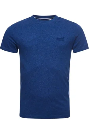 Superdry Top, Herre, Blå, XL, Bomuld, Broderet logo essentiel t-shirt