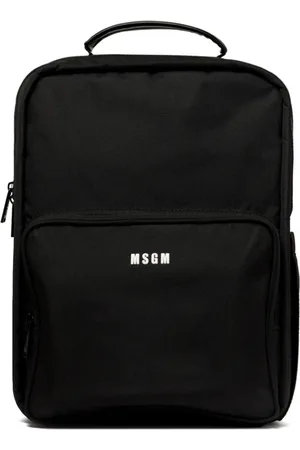 Msgm Taske, Herre, Sort, ONE SIZE, Uld, Sort Logo Applique Rygsæk