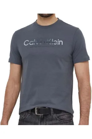 Calvin Klein Top, Herre, Grå, S, Bomuld, Mørkegrå Logo Print T-shirt
