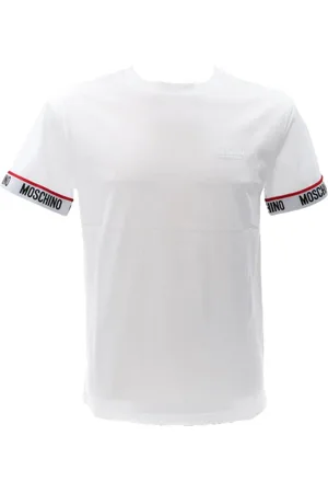 Moschino Top, Herre, Hvid, 2XL, Bomuld, Herre T-shirt med Brand Logo