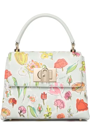 Furla Taske, Dame, Flerfarvet, ONE SIZE, Uld, Blomstret Mini Håndtaske med Twist-Lock Lukning
