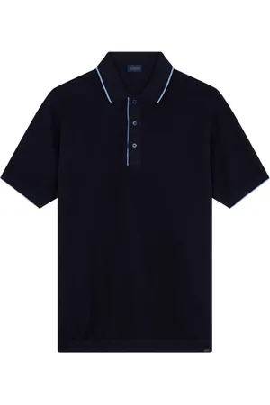 Paul & Shark Top, Herre, Blå, M, Bomuld, Polo shirt i bomuld og cashmere med kontrastdetaljer